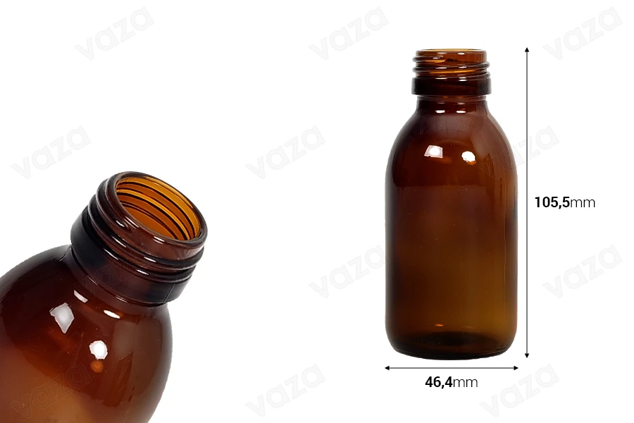 Shishe vaji prej qelqi 100 ml PP 28 ngjyrë karamel-imazh_dimensione