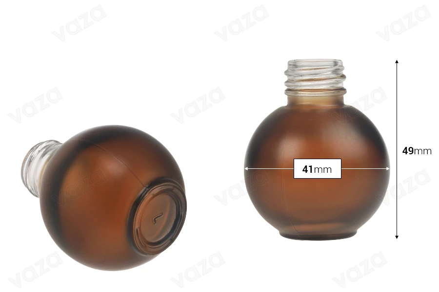 Kugelförmige Glasflasche 20 ml – Matt Karamell (hell) Kugelförmige Glasflasche 20 ml – Matt Karamell (hell)-bildabmessungen