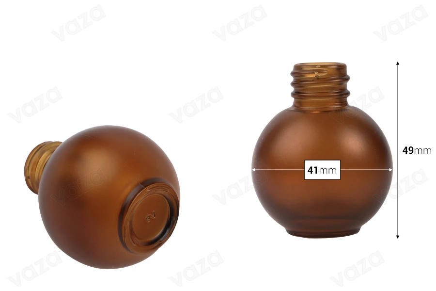 Μπουκάλι 20 ml γυάλινο, σφαιρικό σε ανοιχτό καραμελέ ματ χρώμα   -εικόνα_διαστάσεις
