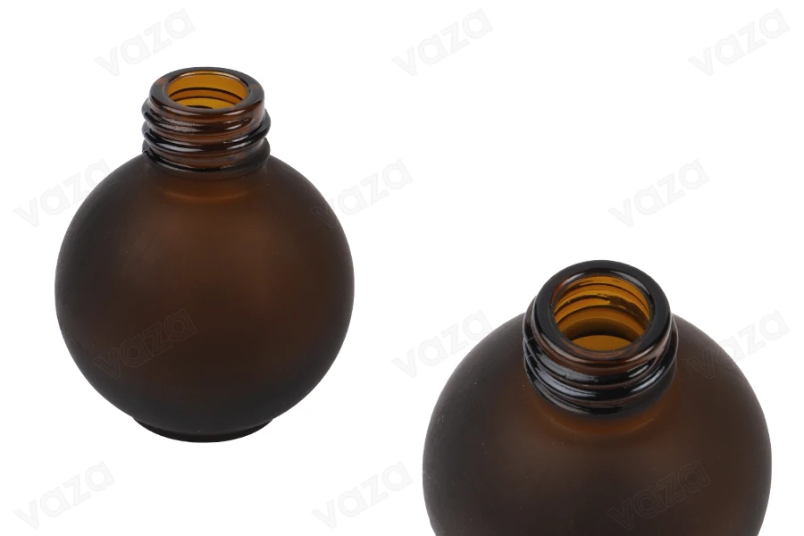 Μπουκάλι 20 ml γυάλινο, σφαιρικό σε χρώμα καραμελέ αμμοβολής-εικόνα_προϊοντική
