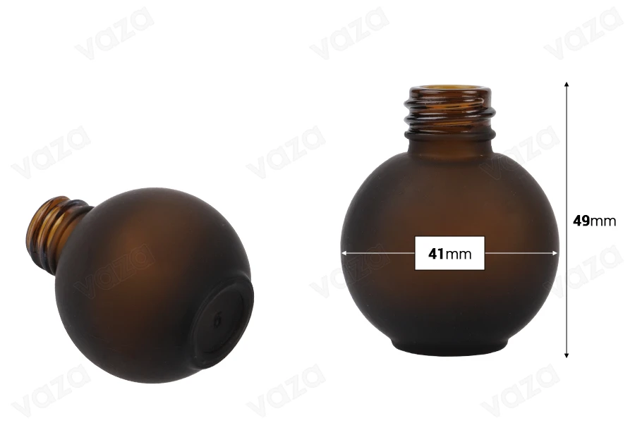 Μπουκάλι 20 ml γυάλινο, σφαιρικό σε χρώμα καραμελέ αμμοβολής-εικόνα_διαστάσεις