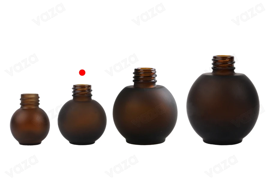 Μπουκάλι 20 ml γυάλινο, σφαιρικό σε χρώμα καραμελέ αμμοβολής-εικόνα_σύνθεση