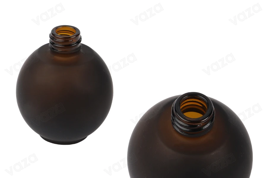 Μπουκάλι 50 ml γυάλινο, σφαιρικό σε χρώμα καραμελέ αμμοβολής-εικόνα_προϊοντική
