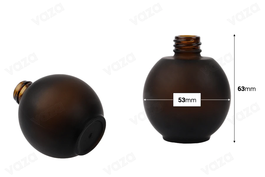Μπουκάλι 50 ml γυάλινο, σφαιρικό σε χρώμα καραμελέ αμμοβολής-εικόνα_διαστάσεις