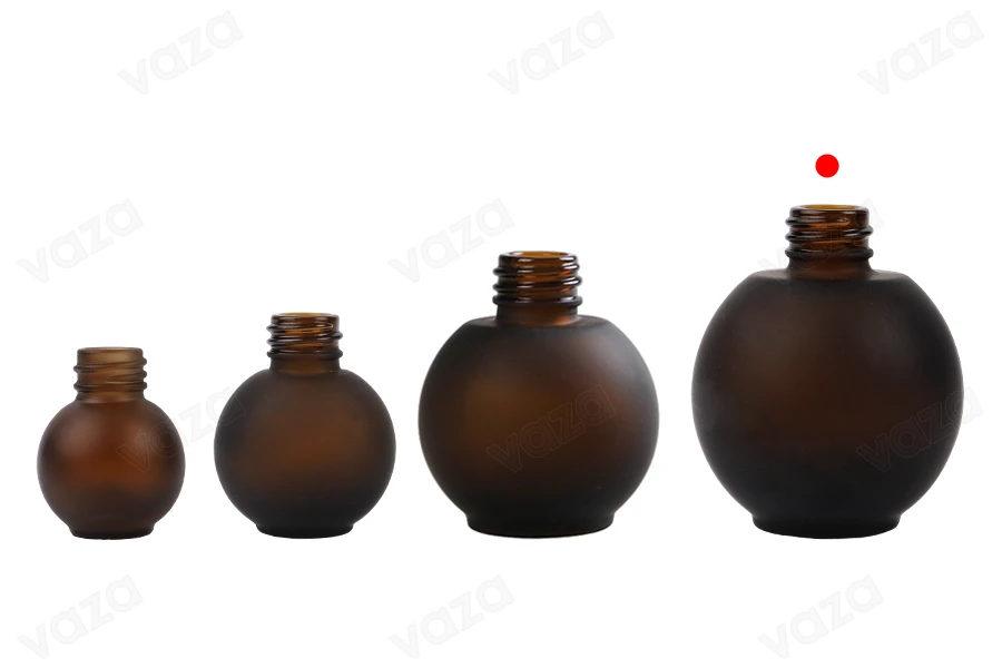 Μπουκάλι 50 ml γυάλινο, σφαιρικό σε χρώμα καραμελέ αμμοβολής-εικόνα_σύνθεση