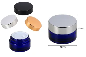 20ml blue glass jar with sealing disc and EPE liner inserted in the cap-2
