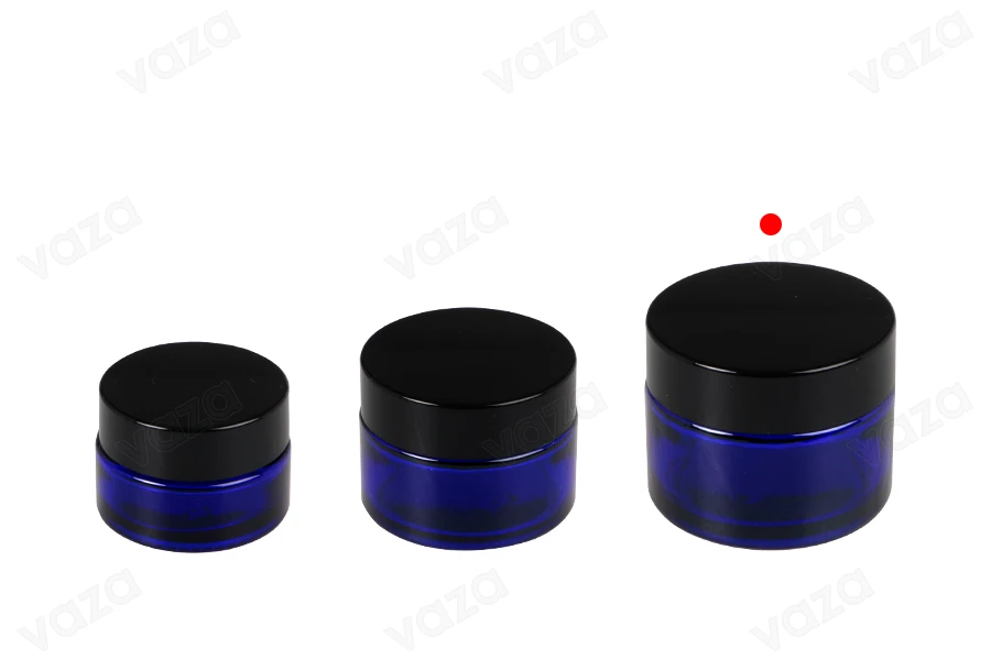 50ml blaues Glas mit Plastikdichtung in der Vase und im Deckel 50ml blaues Glas mit Plastikdichtung in der Vase und im Deckel-bildgruppe