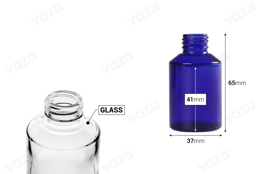 Shishe qelqi 30 ml me grykë PP20     -imazh_dimensione