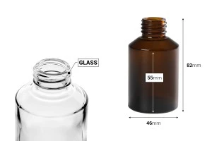 Flacon en verre de 60 ml avec finition PP24-2