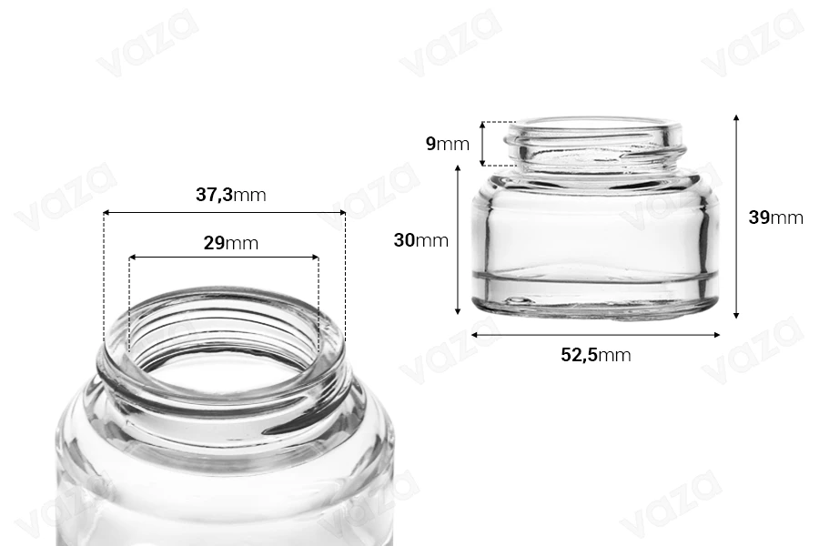 Pot transparent en verre de 30ml - sans couvercle-εικόνα_διαστάσεις