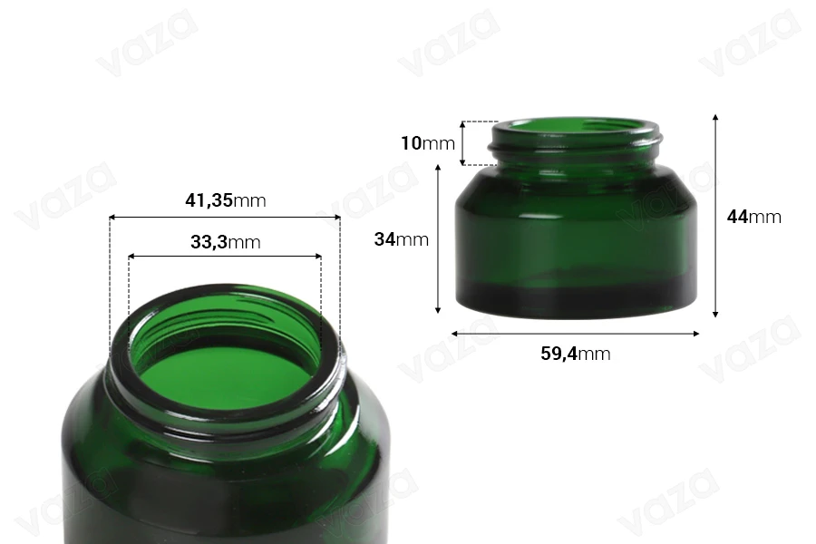 Kavanoz qelqi 50 ml në ngjyrë të gjelbër - pa kapak              -imazh_dimensione