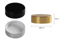 Kunststoffdeckel mit Aluminiumbeschichtung und Innendichtung für 30 ml Gläser Kunststoffdeckel mit Aluminiumbeschichtung und Innendichtung für 30 ml Gläser