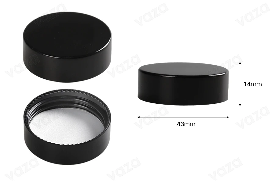 Black plastic lid with inner gasket for 30 ml jars Black plastic lid with inner gasket for 30 ml jars-image_dimensions