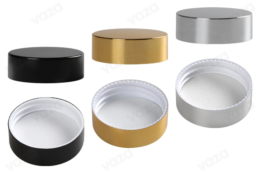 Kapak plastik me veshje alumini dhe copë litari të brendshme për kavanoza 50 ml Kapak plastik me veshje alumini dhe copë litari të brendshme për kavanoza 50 ml-εικόνα_σύνθεση