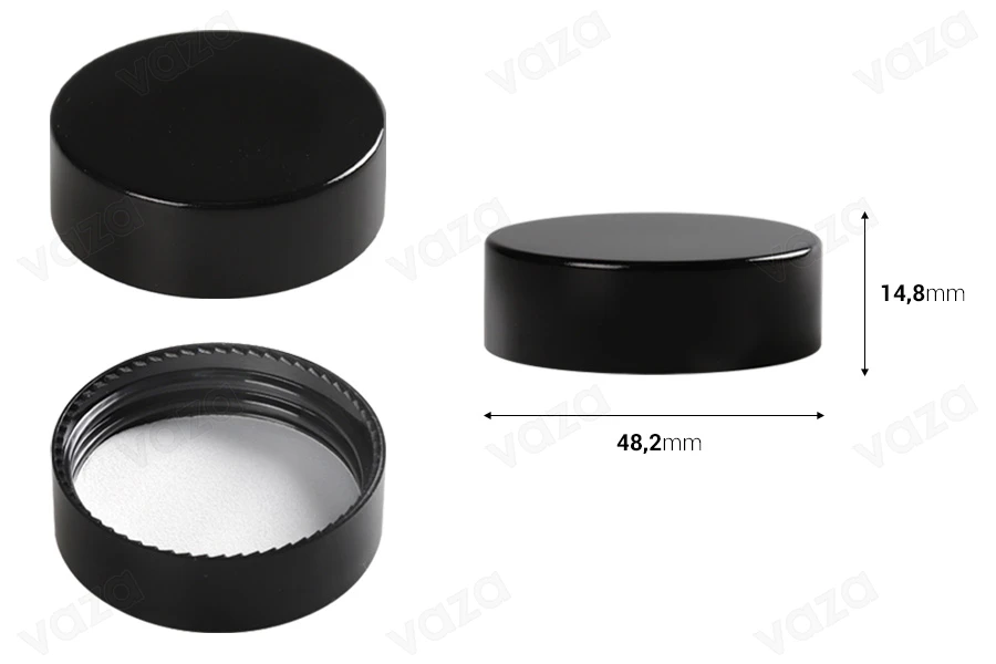 Black plastic lid with inner gasket for 50 ml jars-image_dimensions