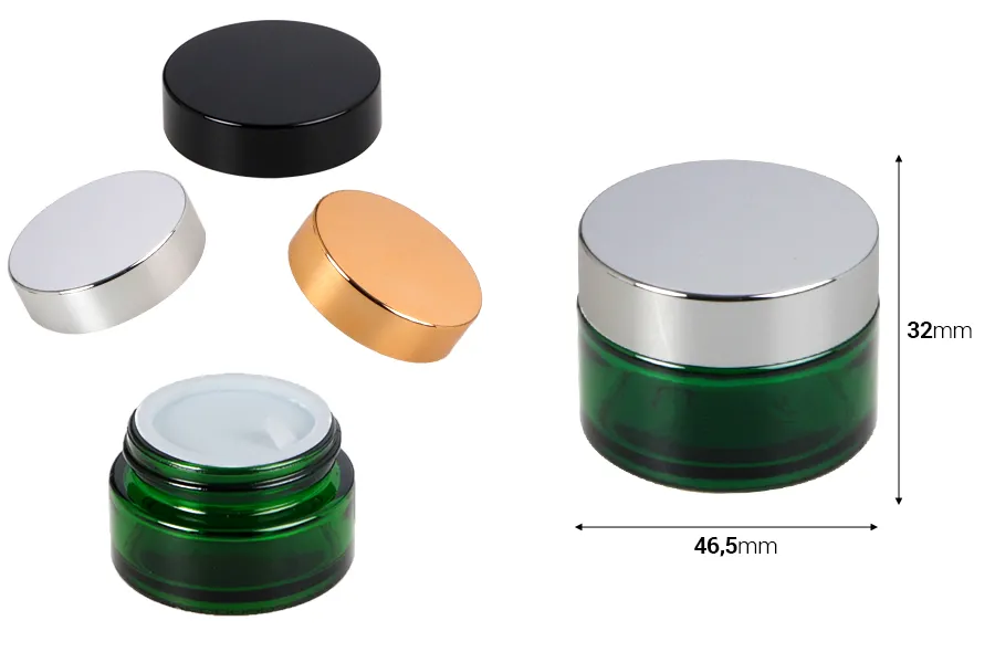 20ml green glass jar with sealing disc and EPE liner inserted in the cap 20ml green glass jar with sealing disc and EPE liner inserted in the cap