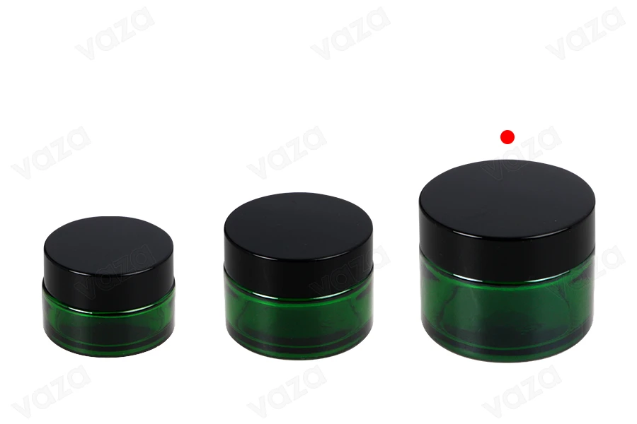 50ml grünes Glas mit Plastikdichtung in der Vase und im Deckel 50ml grünes Glas mit Plastikdichtung in der Vase und im Deckel-