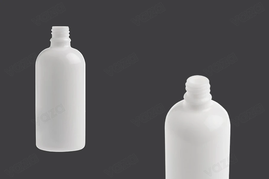 Γυάλινο μπουκαλάκι για αιθέρια έλαια 100 ml λευκό με στόμιο PP18-εικόνα_προϊοντική
