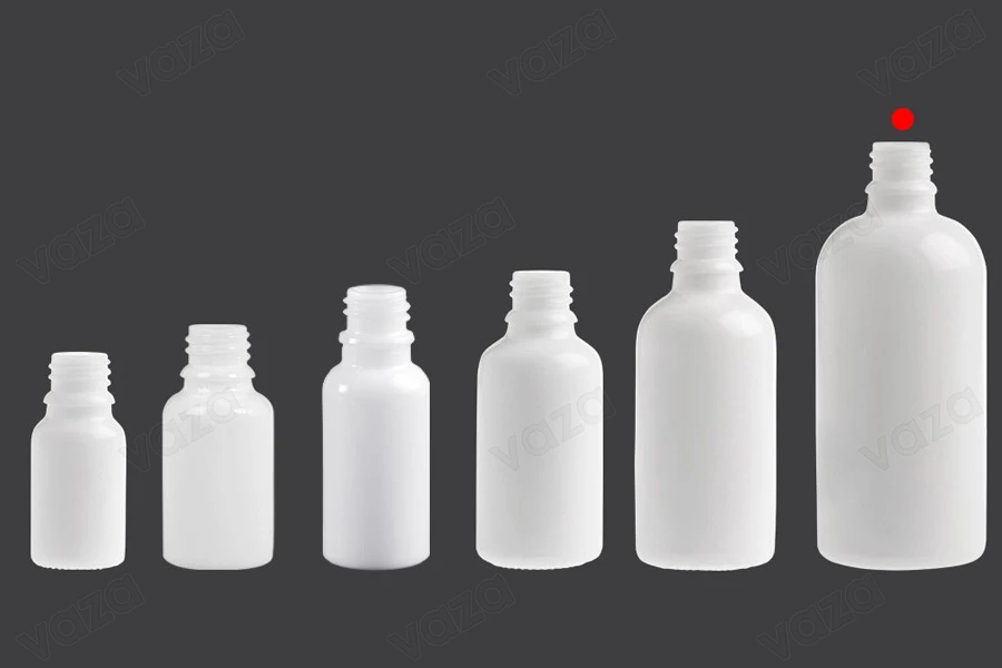 Γυάλινο μπουκαλάκι για αιθέρια έλαια 100 ml λευκό με στόμιο PP18-εικόνα_σύνθεση