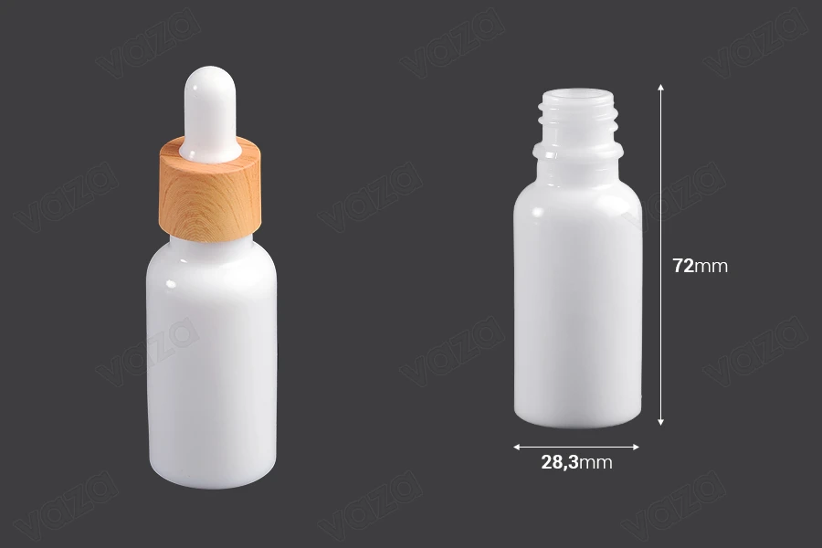 Flacon en verre blanc pour huiles essentielles 20 ml avec bec verseur PP18-photo_dimensions