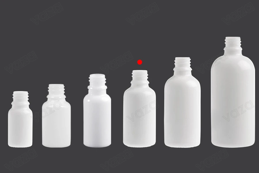 Γυάλινο μπουκαλάκι για αιθέρια έλαια 30 ml λευκό με στόμιο PP18-εικόνα_σύνθεση