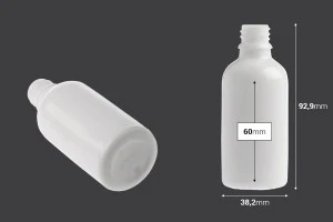 Γυάλινο μπουκαλάκι για αιθέρια έλαια 50 ml λευκό με στόμιο PP18-2