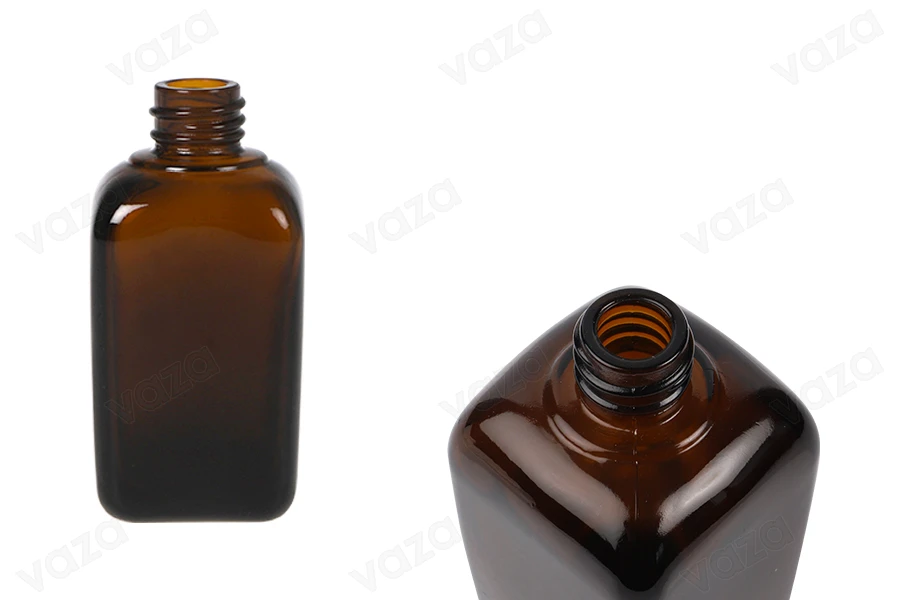 Amber glass bottle 100 ml for essential oils with PP18 neck Amber glass bottle 100 ml for essential oils with PP18 neck-εικόνα_προϊοντική