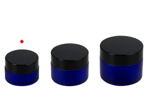 Blue frosted 20ml glass jar with sealing disc and EPE liner inserted in the cap-3