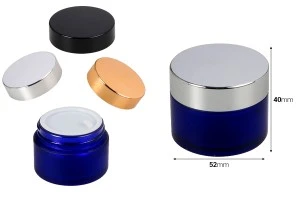 Blue frosted 30ml glass jar with sealing disc and EPE liner inserted in the cap-2