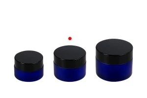 Blue frosted 30ml glass jar with sealing disc and EPE liner inserted in the cap-4
