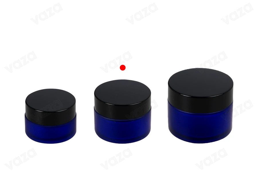 Kavanoz prej qelqi 30 ml blu mat me tapë plastike në vazo dhe tapë brenda kapakut      -imazh_grup