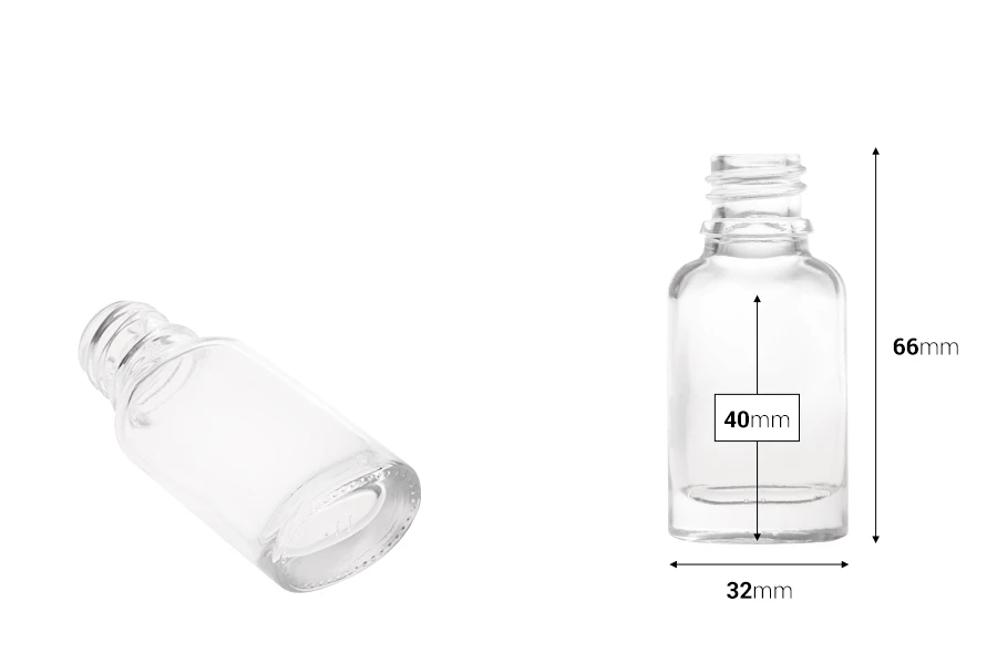 Μπουκαλάκι 10 ml για αιθέρια έλαια γυάλινο, διάφανο σε οβάλ σχήμα (PP18)