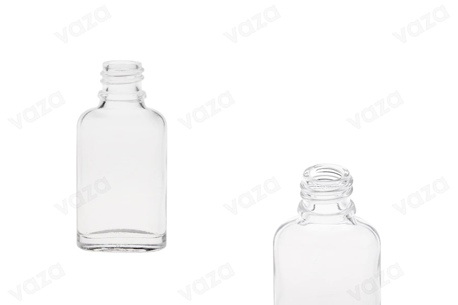 Transparent 20ml oval shaped glass bottle for essential oils with PP18 finish Transparent 20ml oval shaped glass bottle for essential oils with PP18 finish-image_product