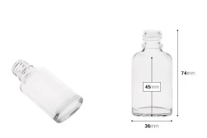 Μπουκαλάκι 20 ml για αιθέρια έλαια γυάλινο, διάφανο σε οβάλ σχήμα (PP18)-2
