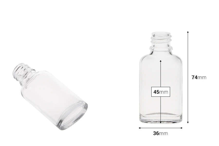Μπουκαλάκι 20 ml για αιθέρια έλαια γυάλινο, διάφανο σε οβάλ σχήμα (PP18) Μπουκαλάκι 20 ml για αιθέρια έλαια γυάλινο, διάφανο σε οβάλ σχήμα (PP18)
