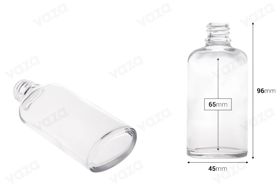 Flasche 50ml für ätherische Öle Glas, transparent in ovaler Form (PP18)-bildabmessungen