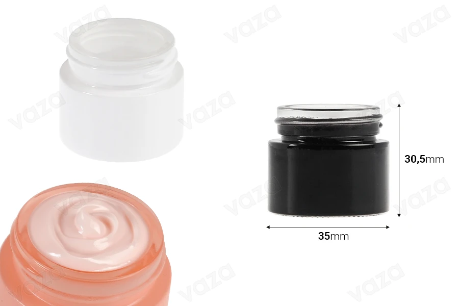 Βαζάκι γυάλινο για κρέμα 10 ml σε διάφορα χρώματα  - χωρίς καπάκι-εικόνα_διαστάσεις