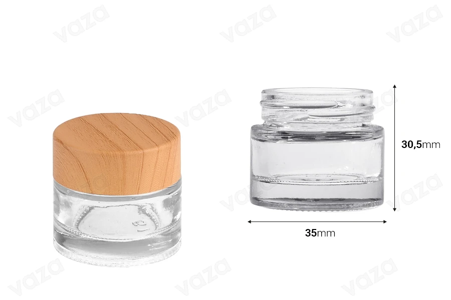 Vaso in vetro trasparente per crema da 10 ml - senza coperchio-dimensioni_immagine