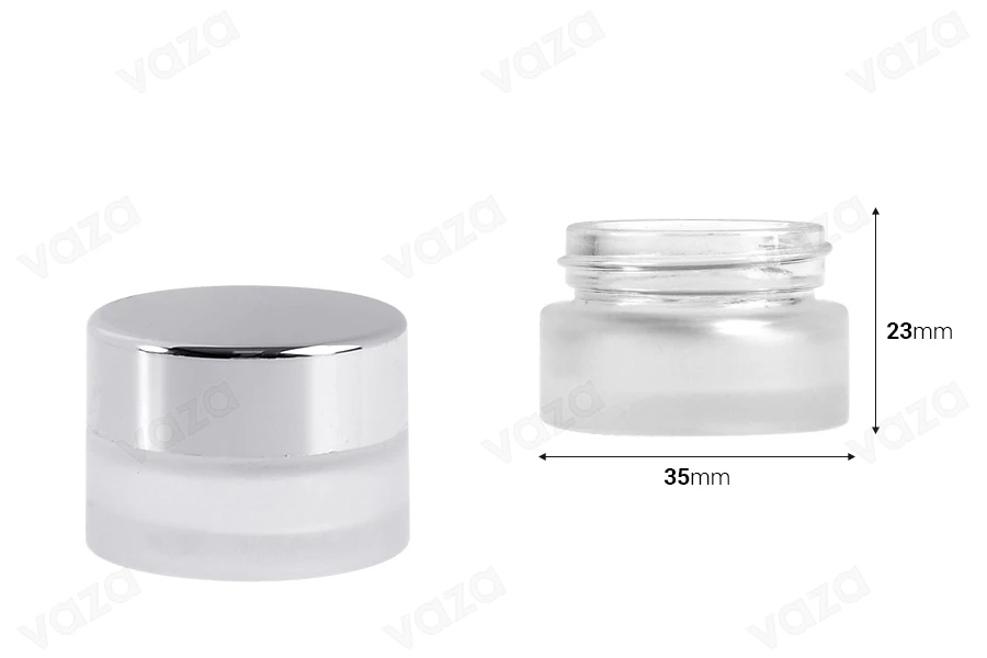 Glass frosted jar for cream 5 ml - without cap Glass frosted jar for cream 5 ml - without cap-εικόνα_διαστάσεις