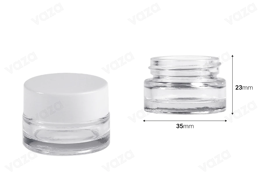 Βαζάκι γυάλινο διάφανο για κρέμα 5 ml - χωρίς καπάκι-εικόνα_διαστάσεις