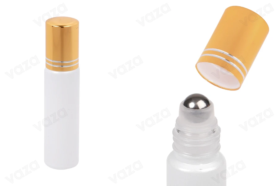 Γυάλινο μπουκαλάκι rollon 10 ml λευκό με μεταλλική μπίλια Γυάλινο μπουκαλάκι rollon 10 ml λευκό με μεταλλική μπίλια-εικόνα_προϊοντική