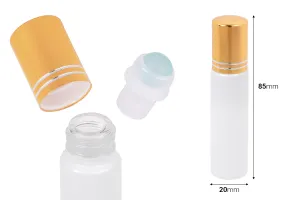 Flacon en verre Rollon 10 ml blanc avec boule en métal-2