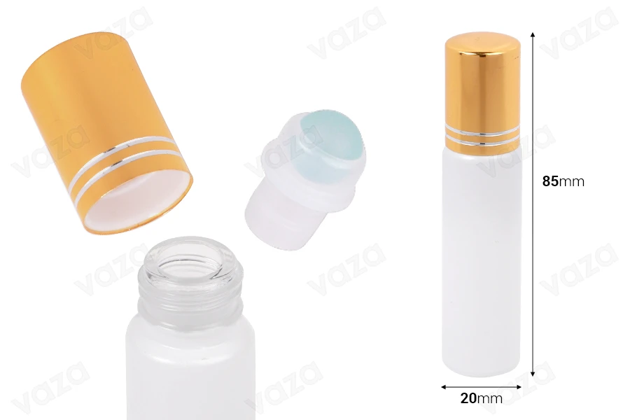 Γυάλινο μπουκαλάκι rollon 10 ml λευκό με μεταλλική μπίλια Γυάλινο μπουκαλάκι rollon 10 ml λευκό με μεταλλική μπίλια-εικόνα_διαστάσεις