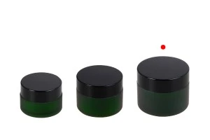 Green frosted 50ml glass jar with sealing disc and EPE liner inserted in the cap-3
