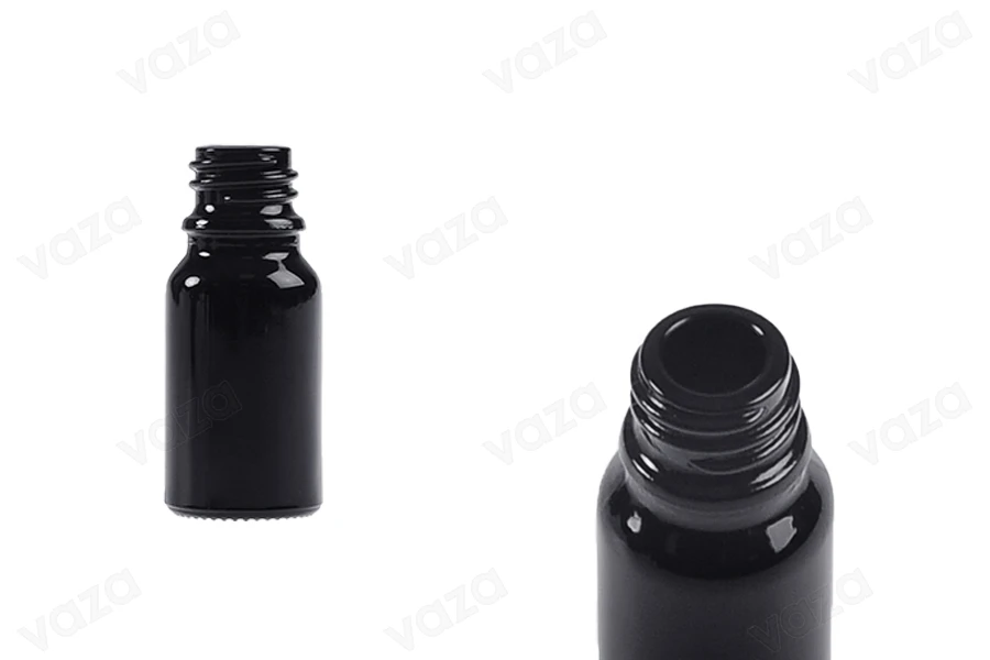 Γυάλινο μαύρο μπουκαλάκι για αιθέρια έλαια 10 ml με στόμιο PP18-εικόνα_προϊοντική