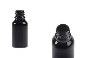 Γυάλινο μαύρο μπουκαλάκι για αιθέρια έλαια 15 ml με στόμιο PP18