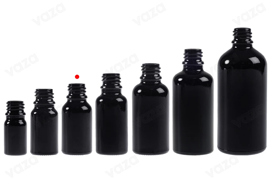 Flacon en verre noir pour huiles essentielles 15 ml avec bec verseur PP18-photo_groupe