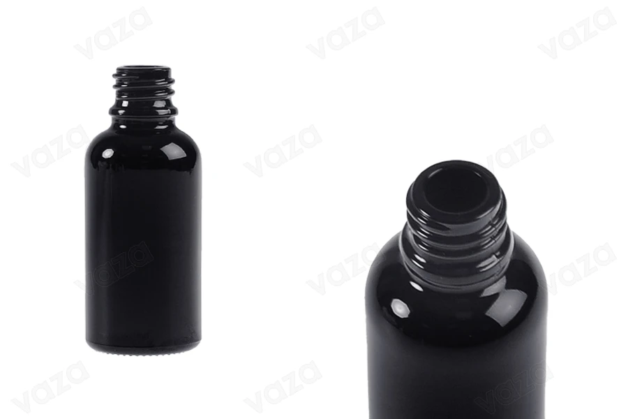 Schwarze Glasflasche für ätherische Öle 30ml mit PP18-Auslauf Schwarze Glasflasche für ätherische Öle 30ml mit PP18-Auslauf-produktbild