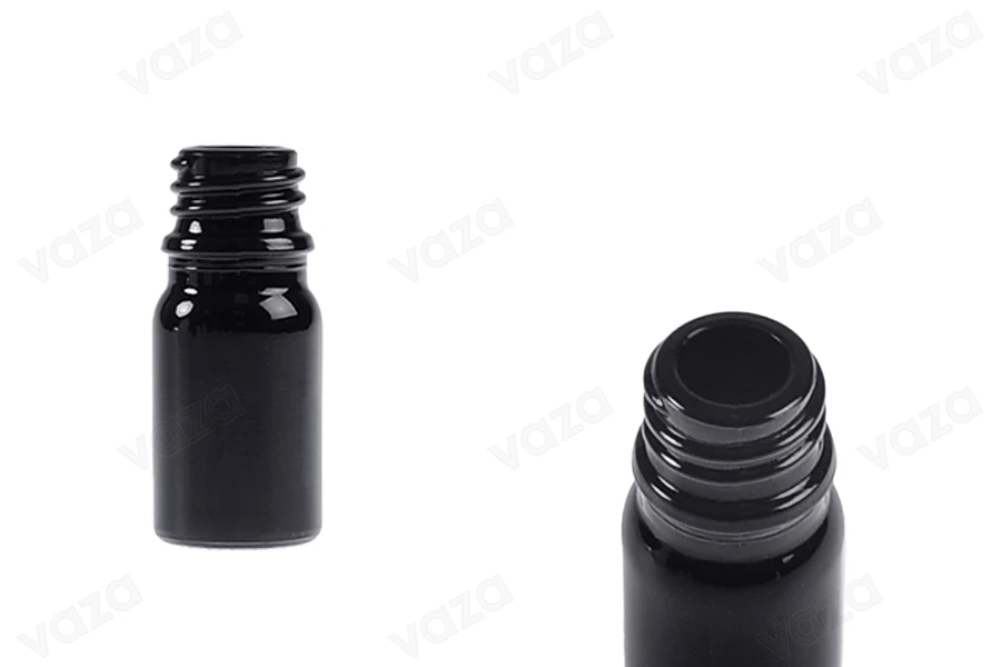 Flacon en verre noir pour huiles essentielles 5 ml avec bec verseur PP18-photo_produit