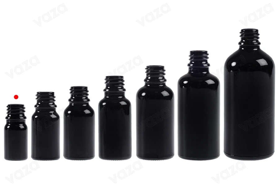 Flacon en verre noir pour huiles essentielles 5 ml avec bec verseur PP18-photo_groupe